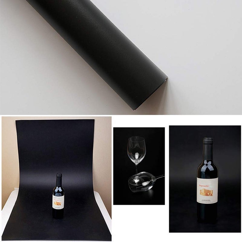 Meking 20x39 Inch PVC Backdrop, 2-Pack Waterproof Matte Photography Background for Flat Lay Food & Cosmetic Small Product Photo Studio Shooting (White+Black) - Image 4